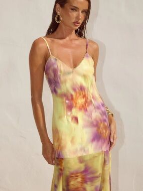 litsa maxi dress calista green Neon Green Cut Out Long Dress main image 0